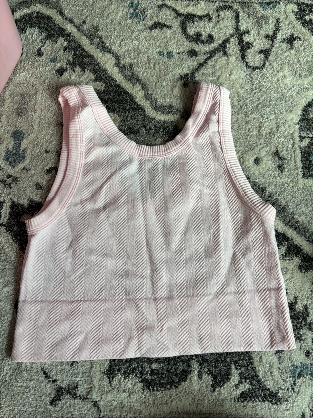 Light Pink Ribbed Chevron Crop Tank